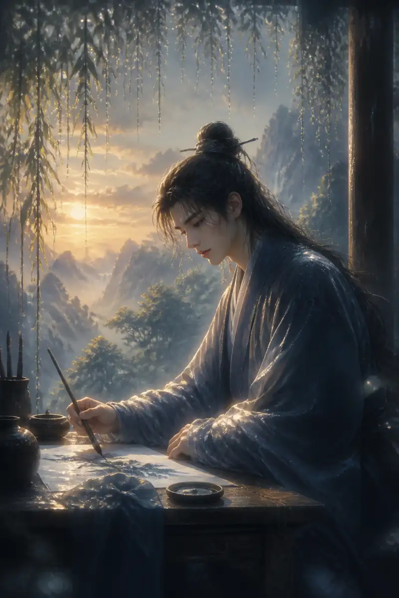 รอยถักทอแห่งหยาดน้ำค้างบนปลายพู่กัน